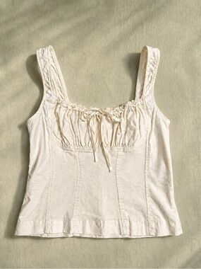 BDG Urban Outfitters Linen Prairie Cami Top Beige Size Small